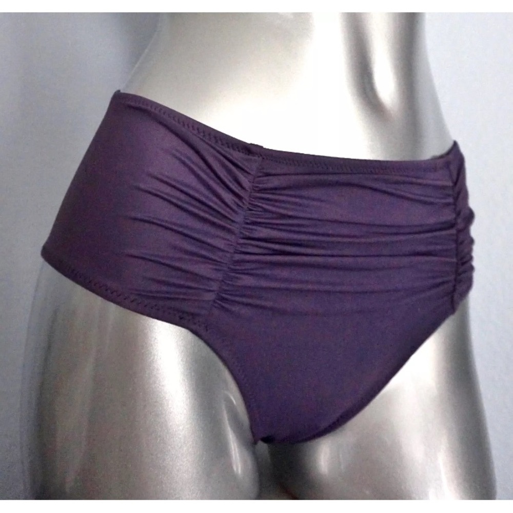 Victoria’s secret ruched high waist swim bottom dark purple grape soda XS